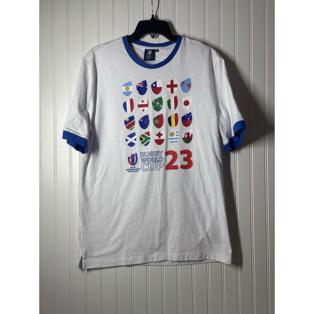 Rugby World Cup 2023 T-Shirt Men's 20 Unions Stacked Top - New XL
